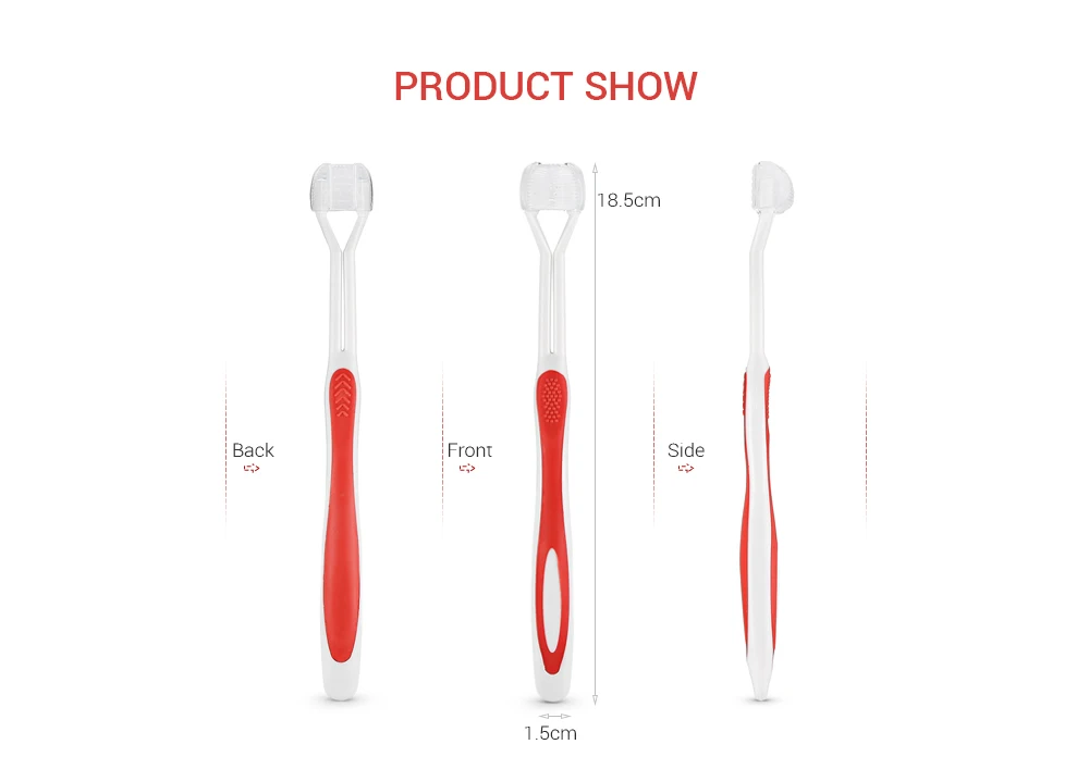 3PCS Three-sided Toothbrushes with 4PCS Replaceable Brush Heads