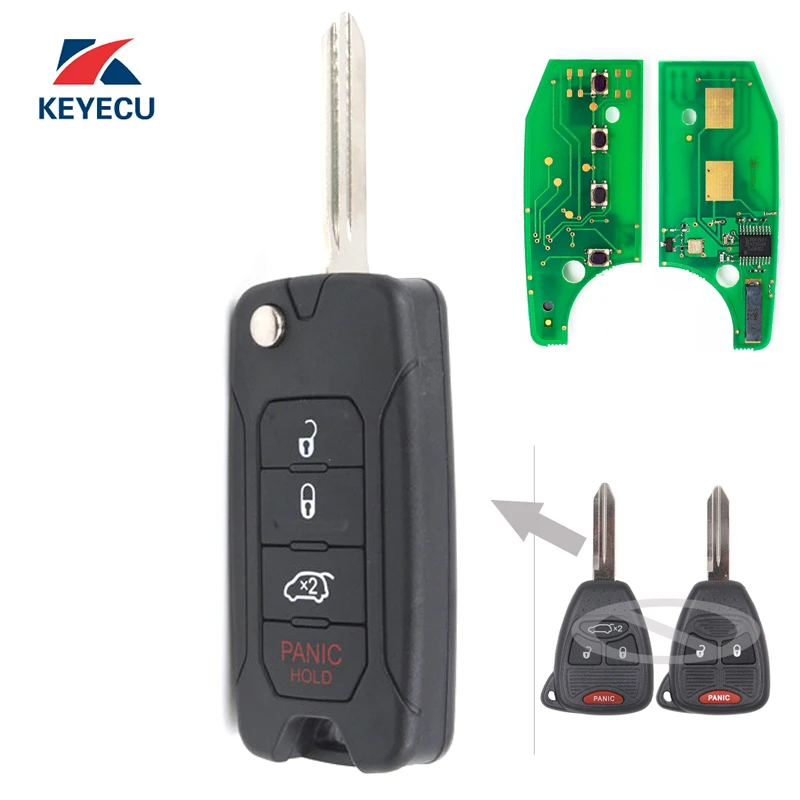 KEYECU Replacement Flip Remote Car Key Fob 433MHz ID46 for Chrysler 200