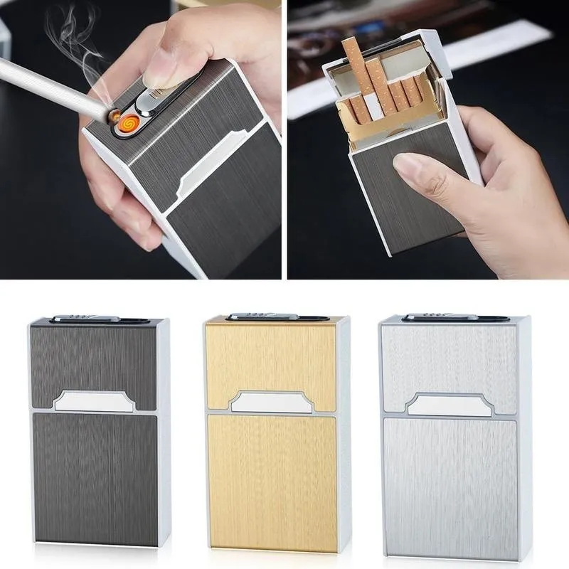 Usb Lighter Cigarette Case For 20 Cigarettes Pack Automatic Cigarette