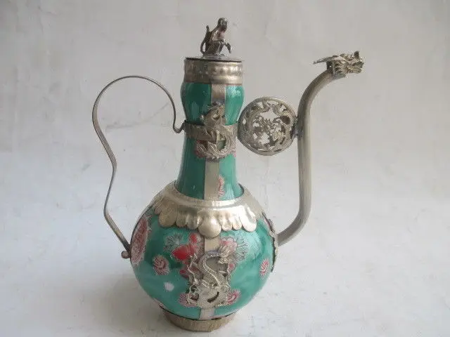 Chinese ancient Tibet copper longfeng monkey ceramic teapot/ Chinese ancient Tibet copper longfeng monkey ceramic teapot/