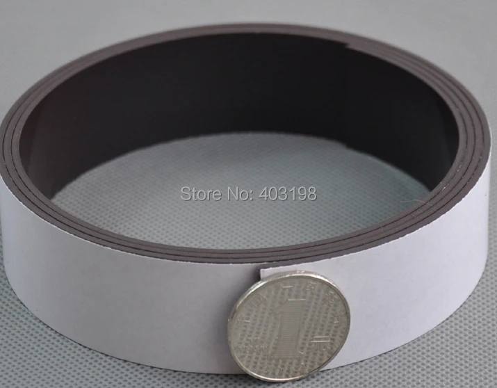 

Free shipping 2 Meters Self Adhesive Flexible Magnetic Strip Magnet Tape Width 25.4x0.76mm Ad / Teaching Rubber Magnet