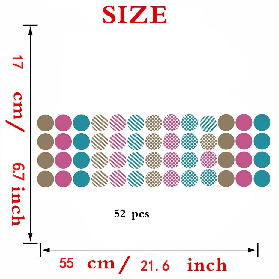 Color Mixed Polka Dots Stripes Christmas Window Wall Sticker For Kids Nursery Bedroom Decoration Baby Adhesive Vinyl Wallpaper (8)