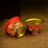 8pcs/Set Alloy Metal Tibetan Supply Buddhist 6cm Hand Painted Craft Eight Auspicious Symbol Sacrifice Cleaned Bowel/Cups Sets 3