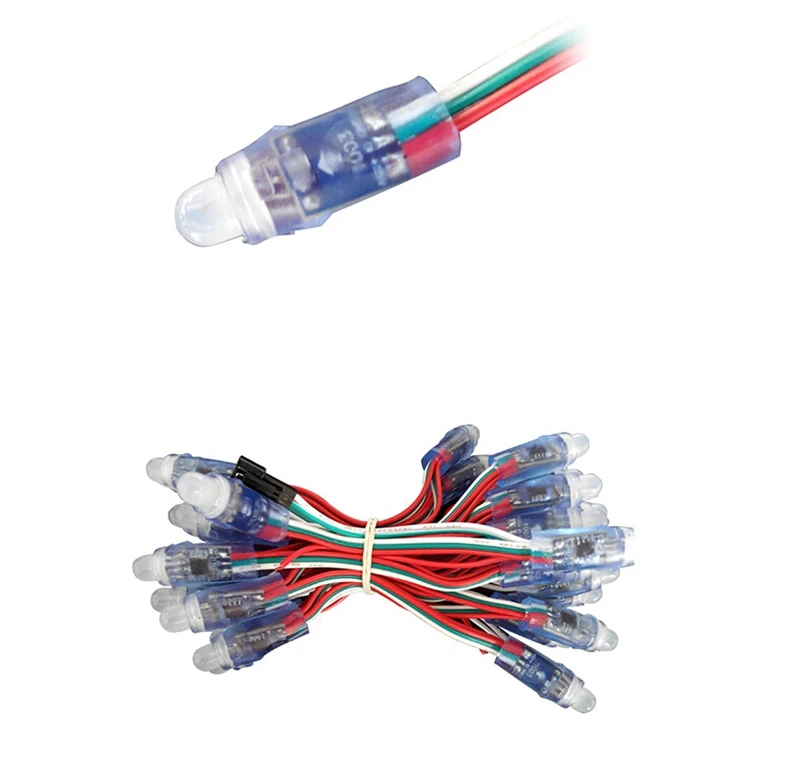 100 шт. 9 мм светодиодный пиксель модуль string свет DC5V IP68 водонепроницаемый канал буквы светодиодные очков Светло Белый/Красный /желтый/синий/зеленый