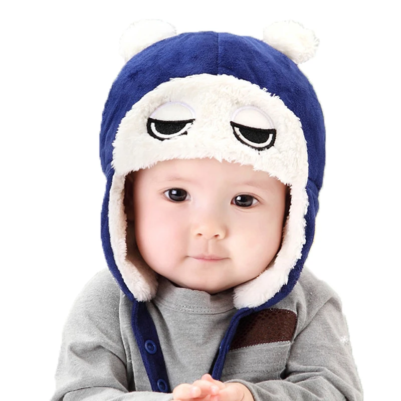 Children’s winter hats Big eyes Lei Feng hat ear muffs cap newborn photography props baby hats for children Headwear baby caps