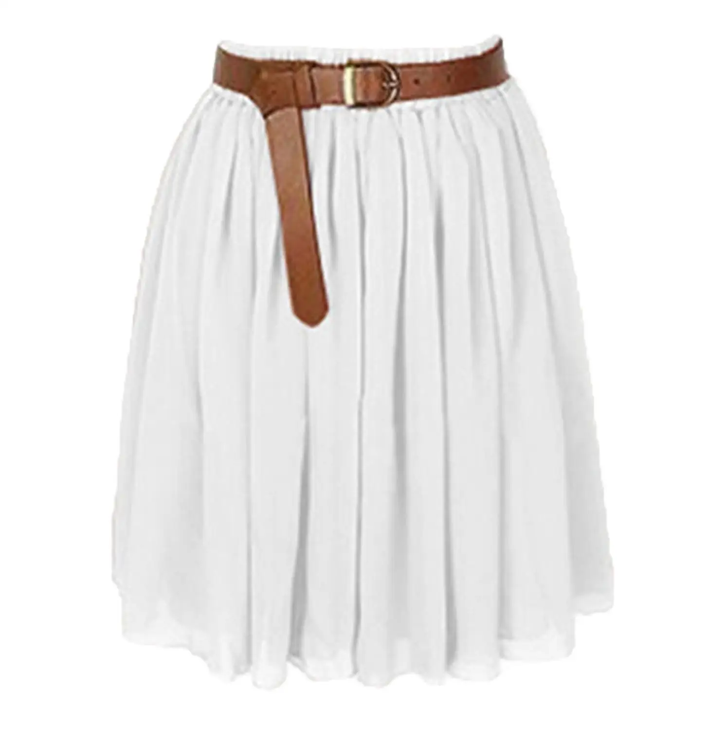 Плиссированная Юбка Ретро женская шифоновая однотонная Повседневная Эластичная Высокая талия летняя элегантная уличная модная юбка tiulowa spodnica 4EM - Цвет: Skirt