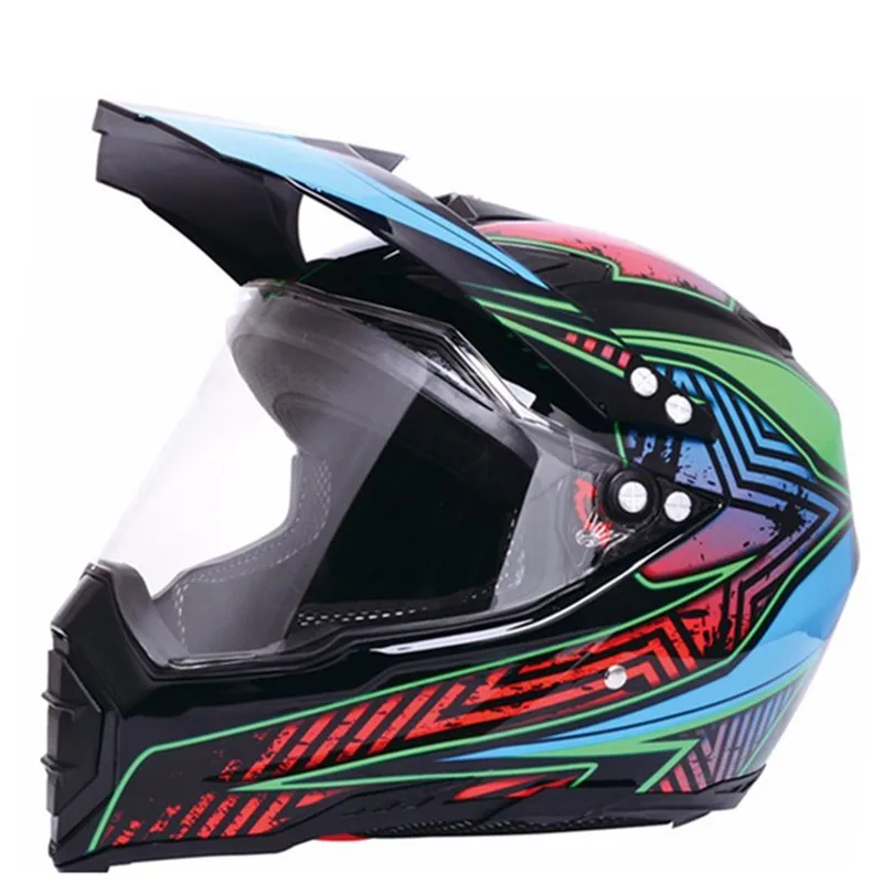 DOT взрослый шлем для Dirtbike ATV Мотокросс MX внедорожный мотоцикл уличный велосипед шлем для езды на снегоходе с козырьком(средний, глянцевый - Цвет: clear lens