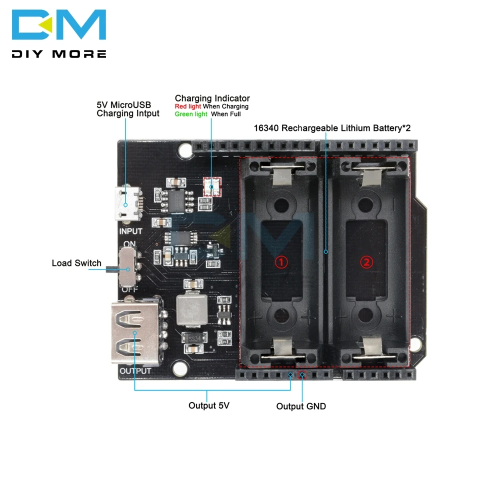 ESP8266 ESP32 Двойной 16340 литиевая батарея модуль USB Мобильный Банк Питания держатель батареи зарядное устройство плата модуль для Arduino UNO R3