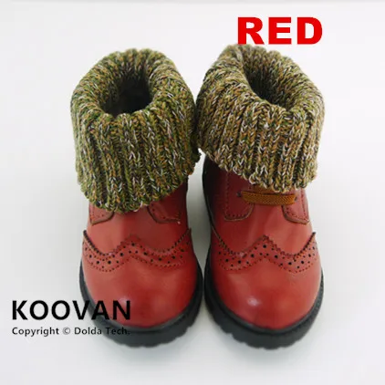 Koovan/детские ботинки; коллекция года; детская обувь с мягкой подошвой; хлопковые ботинки в стиле ретро; ботинки в британском стиле для мальчиков и девочек; кожаные зимние детские ботинки с шерстью - Цвет: Red