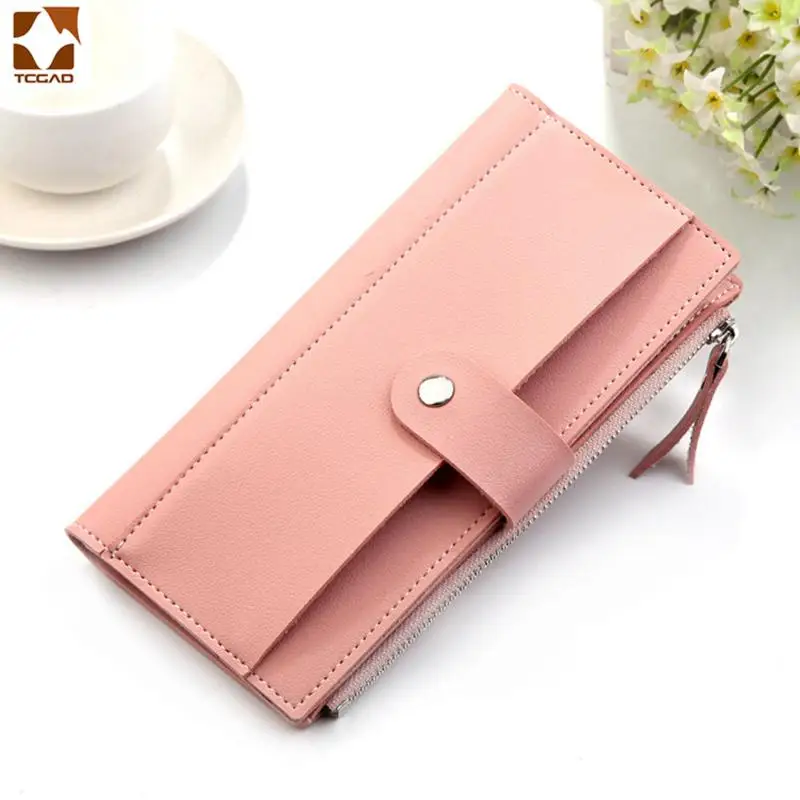 Женский длинный кошелек из искусственной кожи, красный кошелек porte feuille femme, Женский кошелек, клатч для денег, Женский кошелек billetera mujer carteras - Цвет: Pink