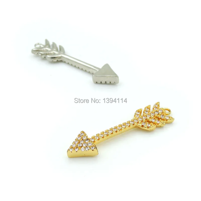 33*8*3 мм Micro Pave Clear CZ Arrow Charm соединитель подходит для мужчин и женщин, делая браслеты ювелирные изделия