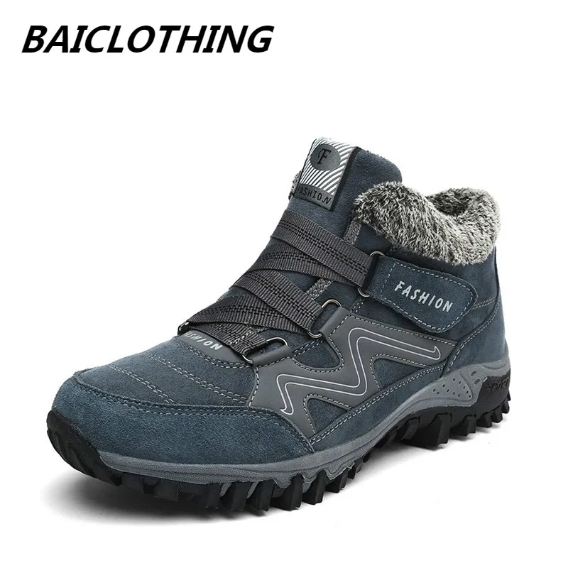 

38-46 Safety Shoes Plush Warm Winter Men Boots Anti-skidding Winter Boots Men Big Size High Quality