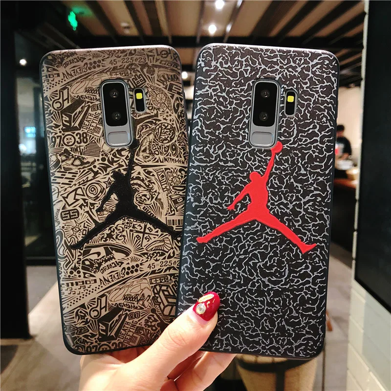 

3D Relief Funda Flyman Jordan Phone Case for Samsung Galaxy S8 S9 S10 Plus Lite Note 8 9 Soft Silicone Capa for S10E Coque