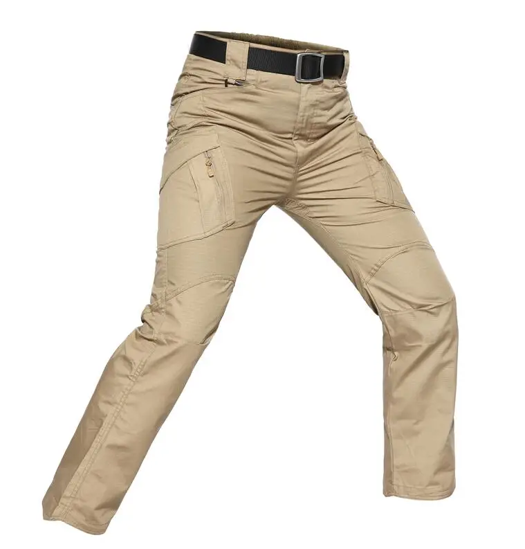 Камуфляжные тактические брюки для мужчин IX9 Rip-Stop водонепроницаемые военные брюки SWAT армейские брюки-карго с карманами камуфляжные брюки 4XL 5XL - Цвет: Khaki