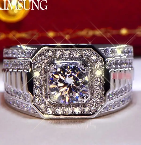 

3CT Solid 925 Stelring Silver Wedding Engagement Anniversary Sona Ring Men Brithday Party Trendy punk Vintage Gift G color