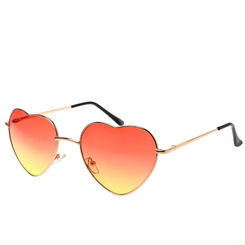 Heart Shape Sunglasses Metal Golden Frame Reflective Mirror Colorful Lens Female