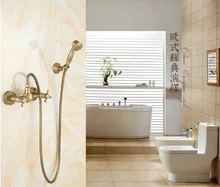new arrival Vintage Antique Brass Design Bathroom Shower Faucet Set / Wall Mounted Luxury Bronze Shower Dual Handle shower set new arrival luxury antique copper shower faucet set ceramic decoration wall mounted bathroom bathtub faucet handheld shower