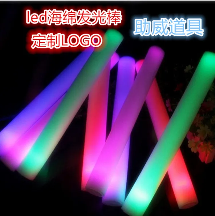 

Factory direct selling electronic LED luminous colorful sponge sponge foam fluorescent rod Lighting Toys concert customization