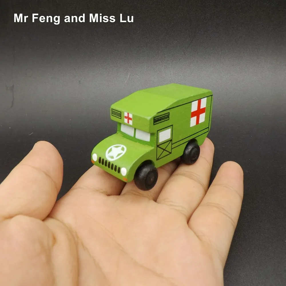 

Mini Ambulance Vehicle Educational Toys Wooden Car Model Kid Gift
