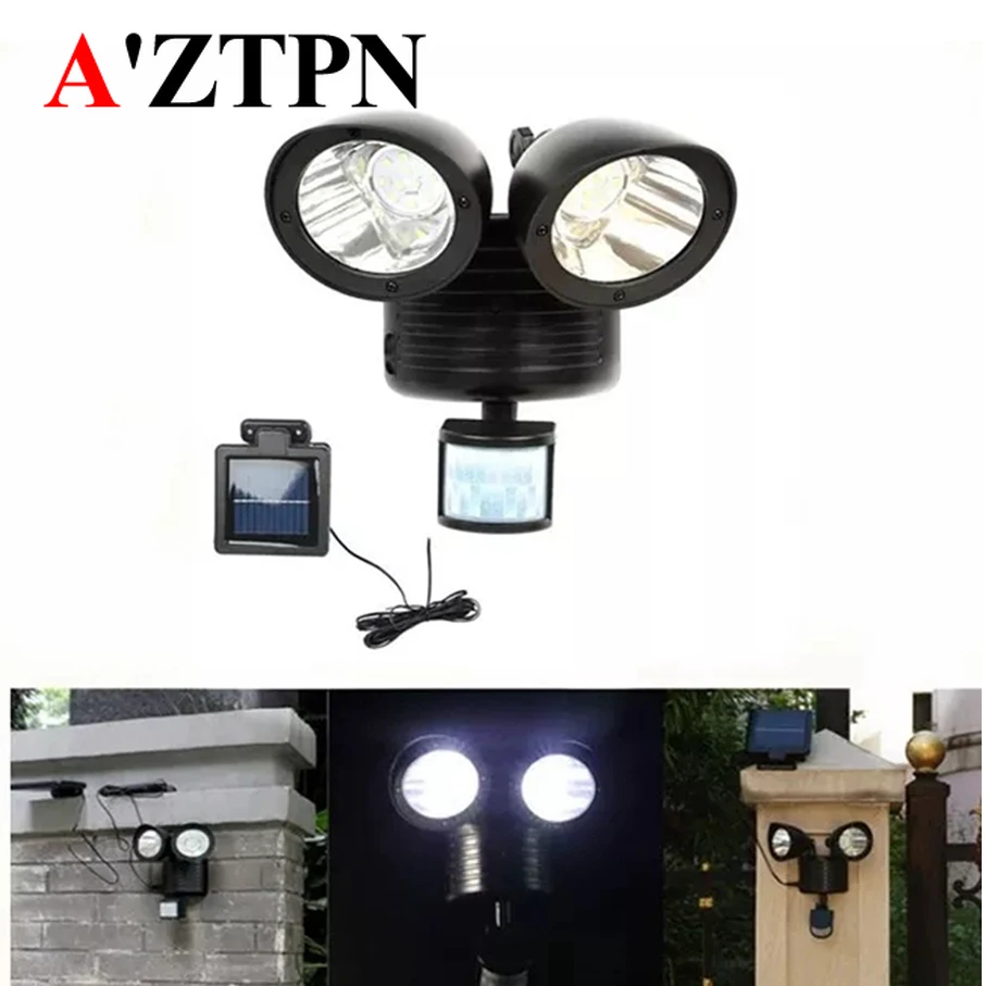 

22 LED Solar Light PIR Motion Sensor Rotatable Dual Head Waterproof Lights Lamp For Outdoor Indoor Garden Yard Wall Spotlight