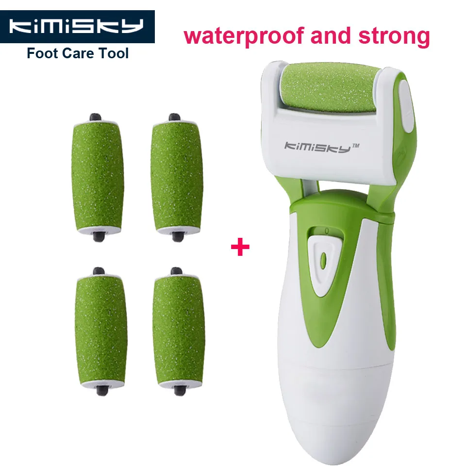 Green smooth strong electric pedicure tool Foot Care Cleaning Exfoliating Foot Care Tool 5pcs roller heads