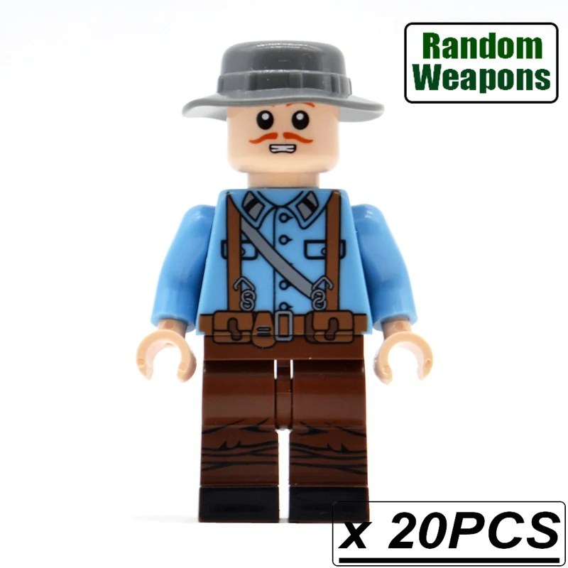  20PCs/lot WW2 Italian Soldiers French Army Military with Weapons Building Blocks Bricks Figurine Gi
