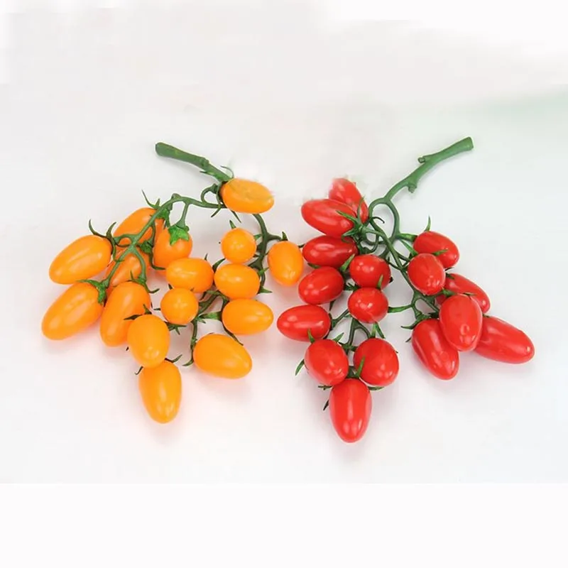 

Artificial Cherry Tomatoes String Soft PVC Fake Fruit Decorative Plastic Fruits Home Kitchen Decor Photography Props 2 Strings