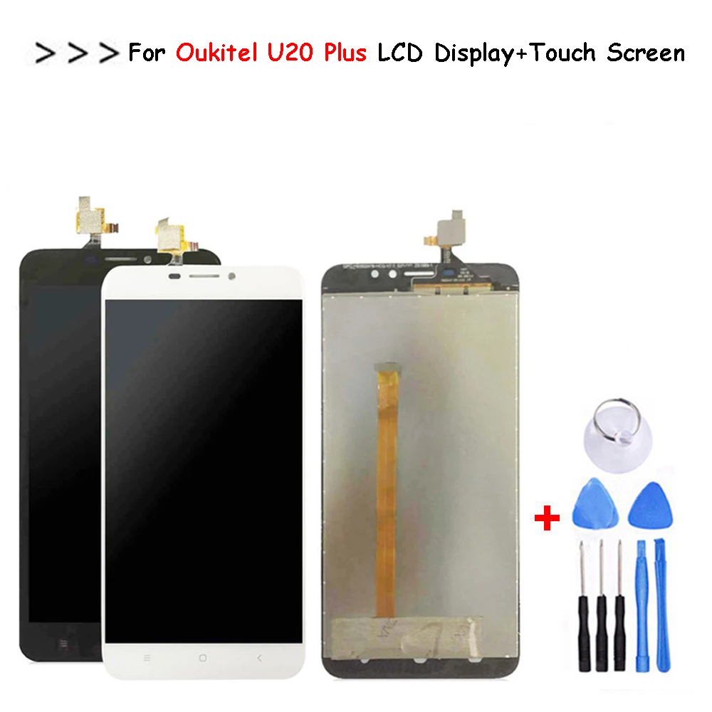 Black/White For Oukitel U20 Plus LCD Display+Touch Screen Screen Digitizer Assembly Repair Parts+Tools +Adhesive for U20 plus