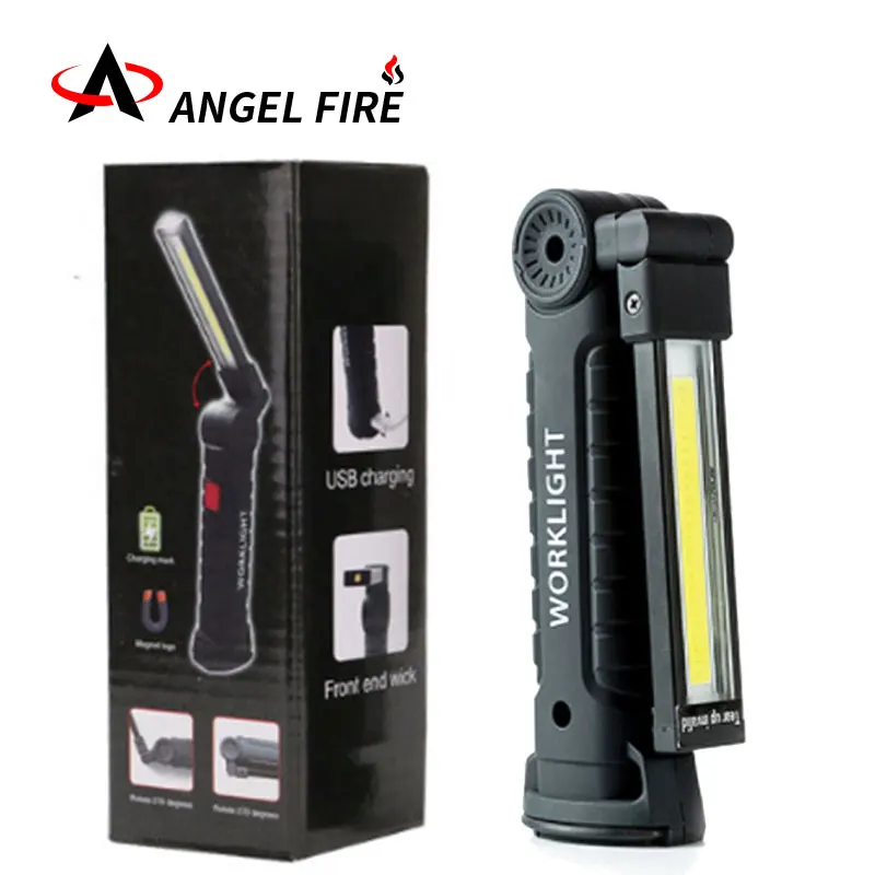 

Magnetic LED Flashlight USB Rechargeable Work Inspection Light 5 Modes Torch Lanterna Hanging Hook Lamp With USB Cable