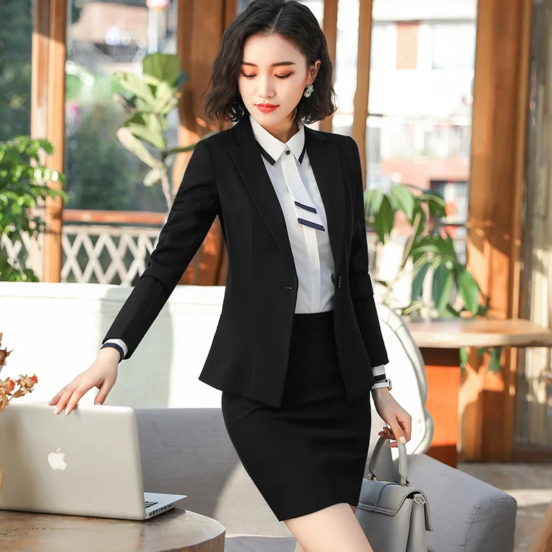 Professional suit suit female 2019 new high quality fabric Slim temperament office long sleeve suit jacket pants suit