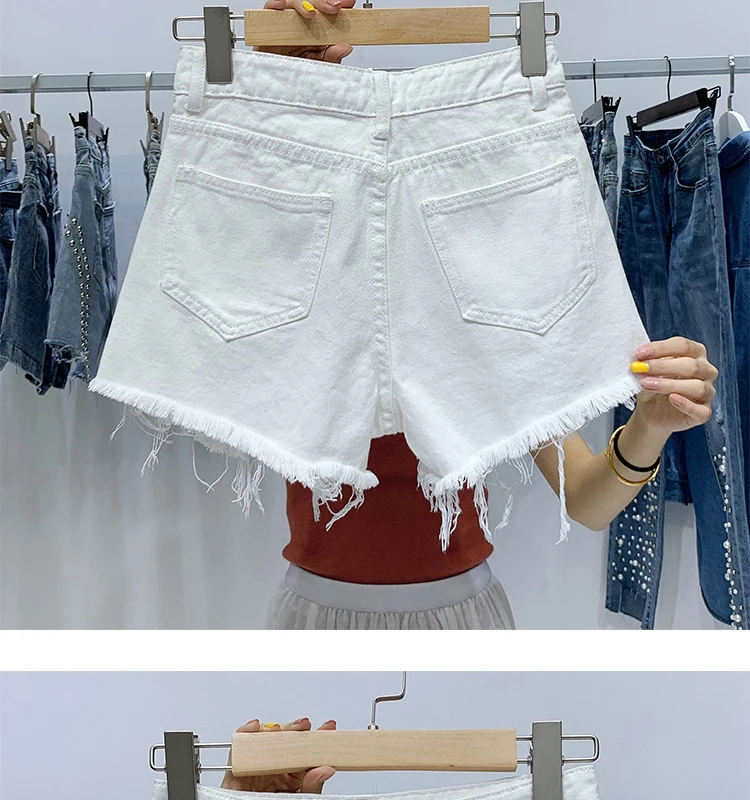 Модные новые джинсовые шорты с бусинами и кисточками