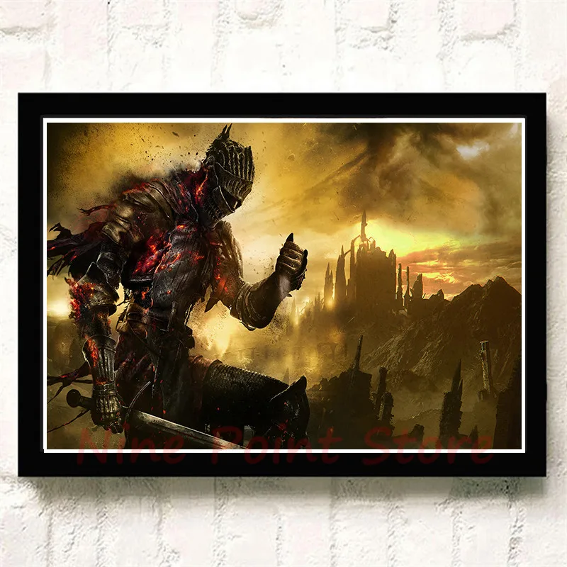Dark Souls игровой бумажный плакат с покрытием для гостиной стены дома Современный художественный декор плакат Принт Бескаркасный - Цвет: Цвет: желтый