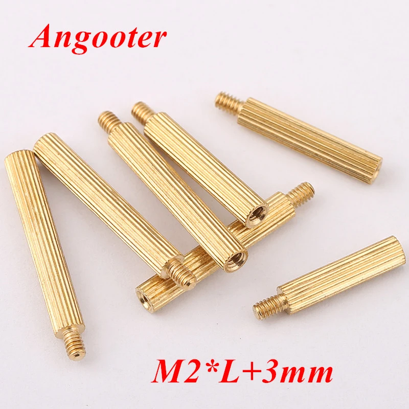 M2*3+3-M2*25+3 Knurled Spacer Stand-Off Male-Female Brass Threaded Spacer M2*3+3-M2*25+3 Knurled Spacer Stand-Off Male-Female Brass Threaded Spacer