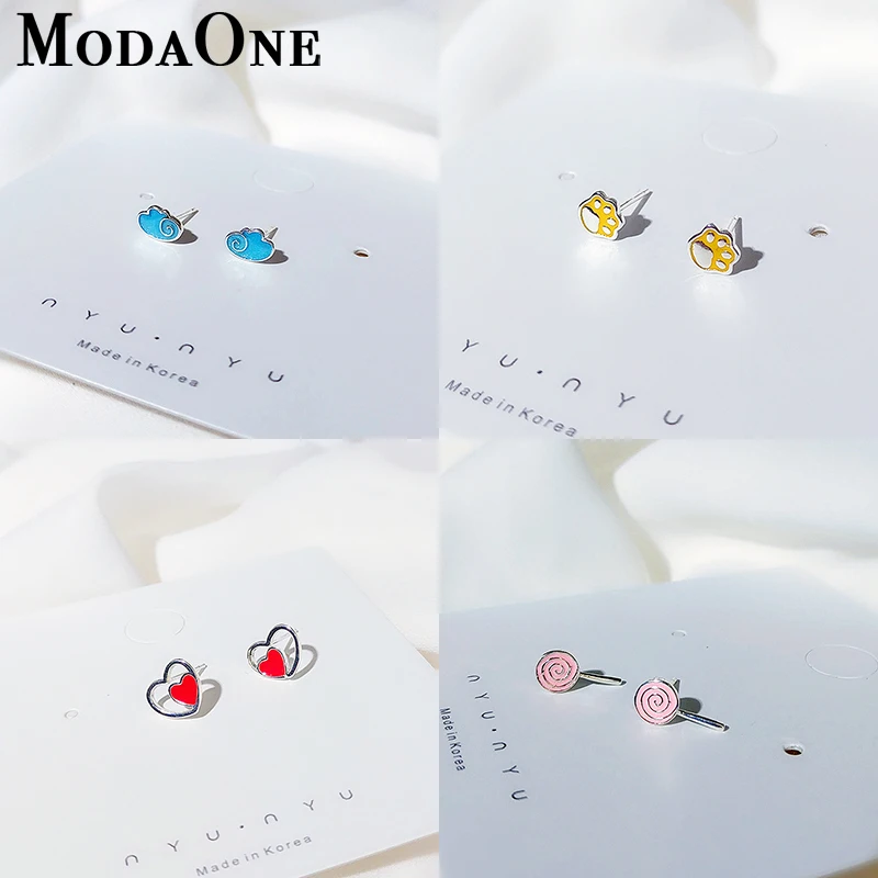

ModaOne Very Cute Colorful Sweet Small Candy Earrings For Girls 925 Sterling Silver Stud Earring Jewelry Nice Gift For Women