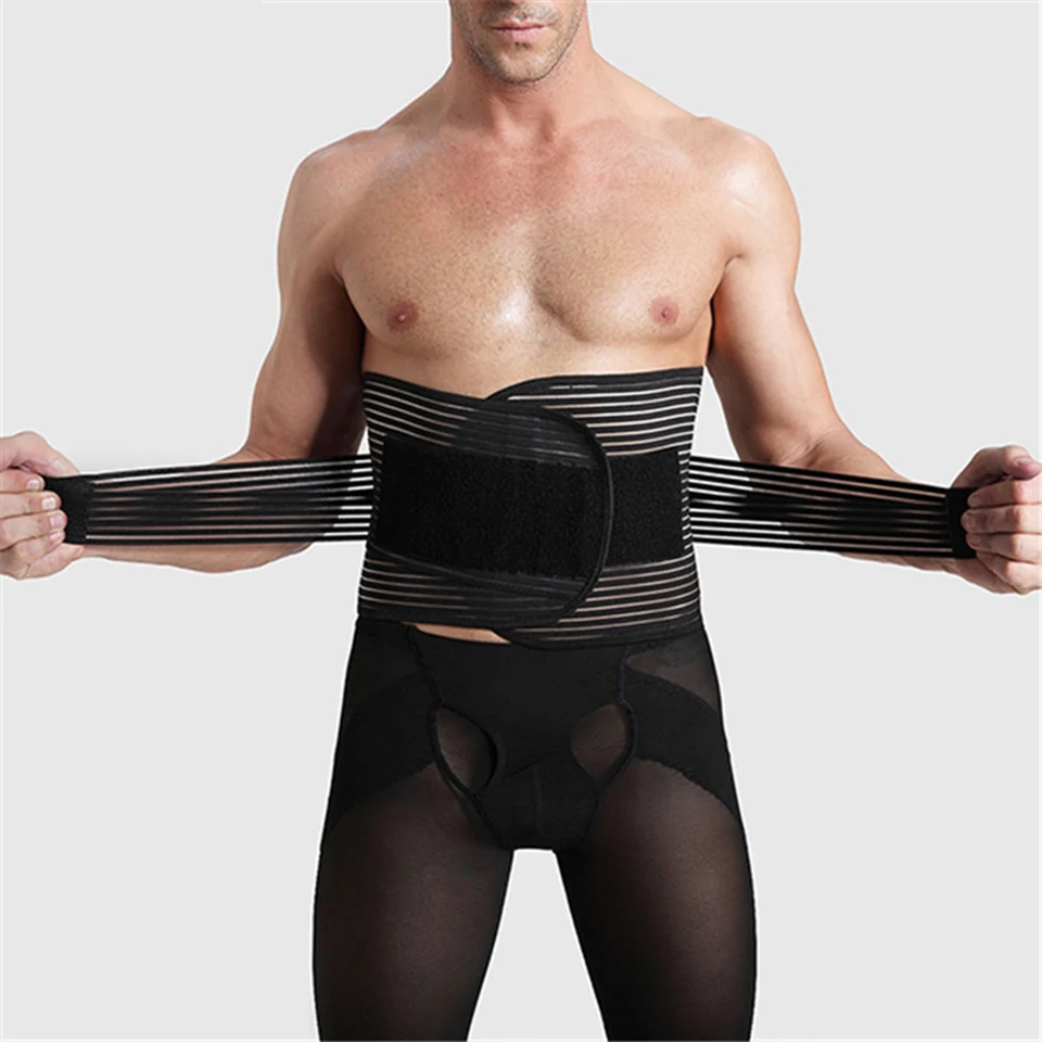 

Hot Sale Men Lumbar Support Brace Back Waist Belt Abdominal Slim Belt Breathable Mesh Belts Bands For Orthopedic
