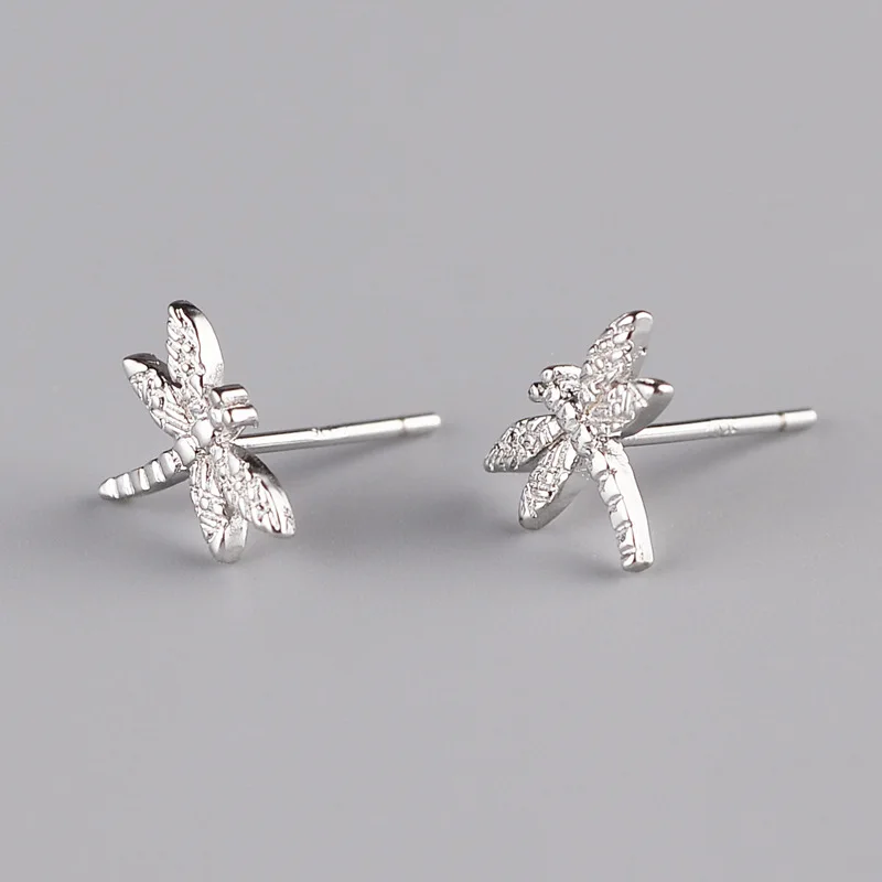 925 пробы серебряные серьги-гвоздики в виде стрекозы для женщин и девушек, модные ювелирные изделия
