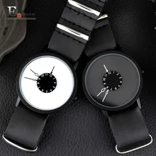 2016 hommes cadeau Enmex brève conception longue sangle amovible la Tête en bas creative main unique design pour jeunes de mode montres à quartz