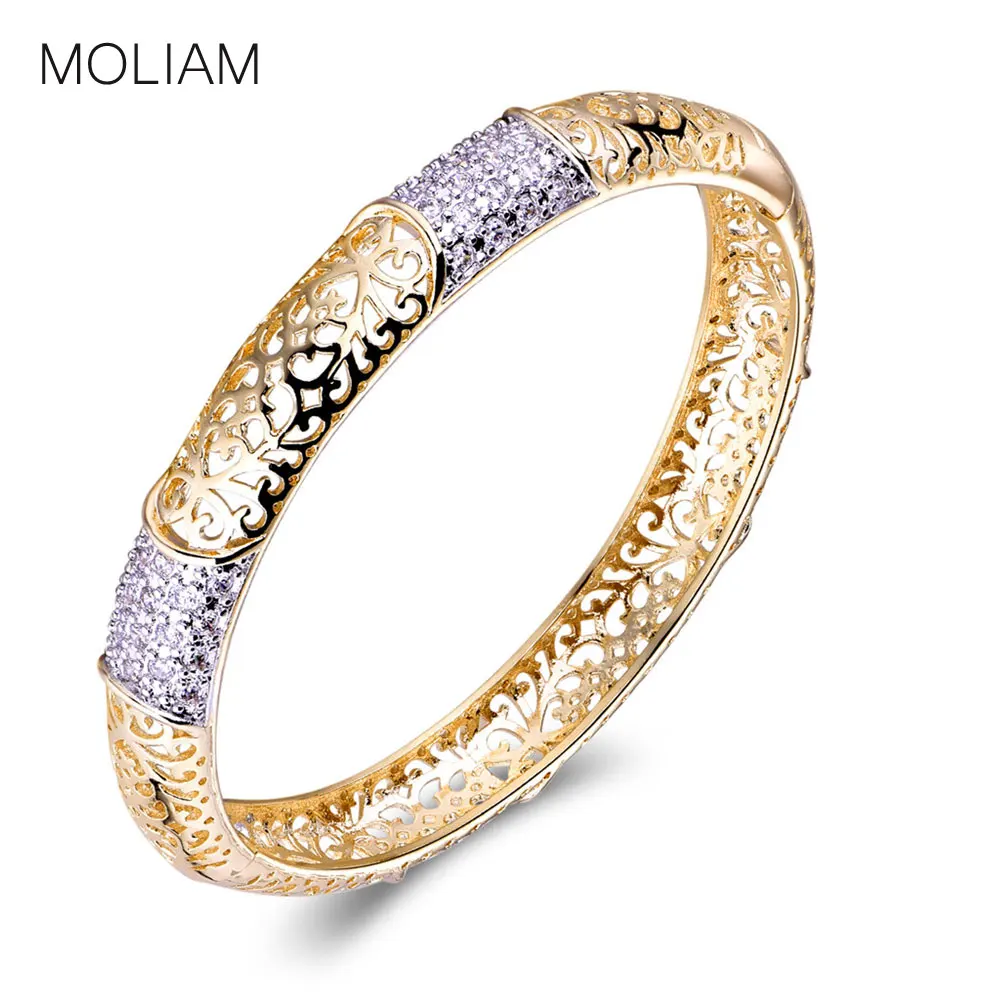 

MOLIAM 2018 New Fashion Hollow Bangle for Women Gold-Color AAA Cubic Zirconia Crystal Bracelets Jewelry MLZ016