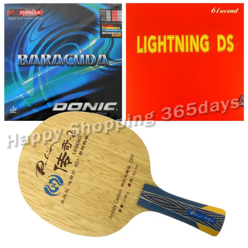 

Pro Table Tennis PingPong Combo Racket Palio Legend-2 with 61second Lightning DS and Donic BARACUDA 12080 Long Shakehand FL