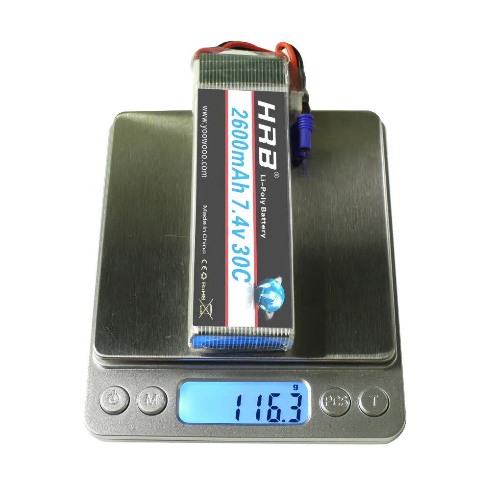 2 шт HRB Lipo 2s 7,4 V Hubsan H501S 4-xis аккумулятор 2600mah 30C Max 60C EC2 Аккумулятор для дрона квадрокоптера вертолета самолета