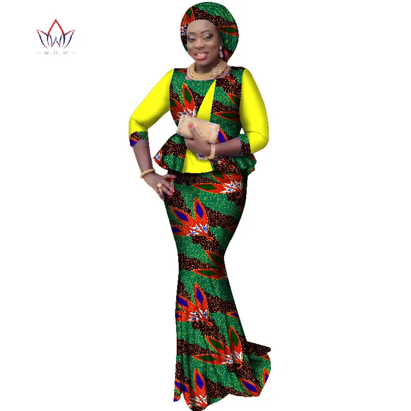6 Новая африканская юбка наборы для женщин Dashiki кружевная ткань смешанные африканские платья Bazin Riche плюс размер свадебная одежда WY2290 - Цвет: 6