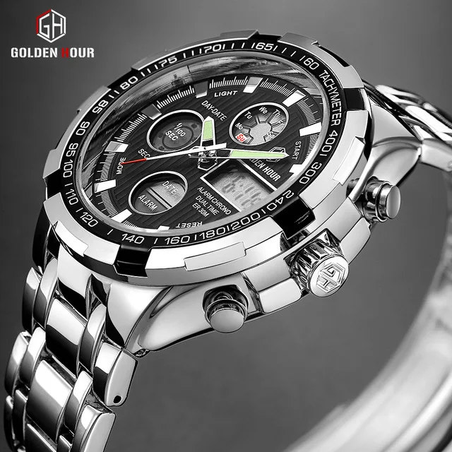 

Montre Homme Top Brand Men Fashion Sport Watches Men's LED Quartz Digital Watch Men Full Steel Wrist Watch relogio masculino