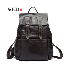 AETOO, мужская сумка из натуральной кожи, сумка на плечо,, Корейская версия, Ретро стиль, мужская сумка, кремовый рюкзак для ведра