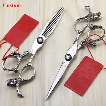 

Custom name professional japan 440c steel 5.5'' Angel hair scissors cutting barber makas thinning shears hairdressing scissors