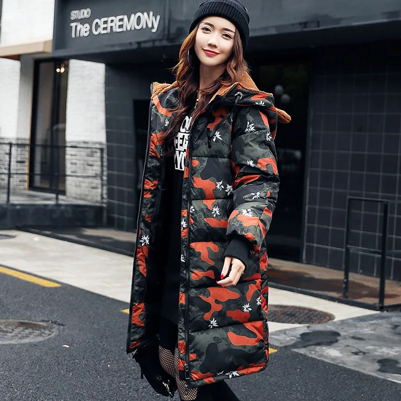 

CUSSNI winter new FASHION large size women slim cotton in the long hooded female cotton army colour thick jacket