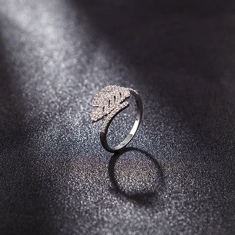 Meajoe Модные Простые Кристальные открытые кольца с листьями золотого цвета австрийский хрусталь CZ кольца женские обручальные ювелирные изделия подарок