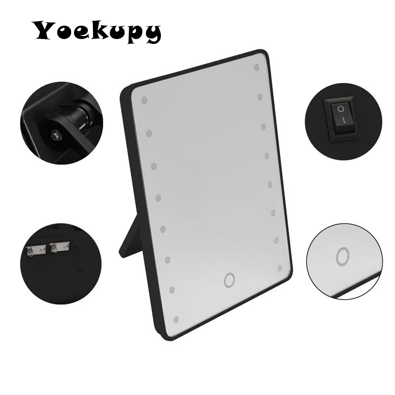 

16 LED Lighted Makeup Mirror With Light Lamp Portable Touch Screen Cosmetic Mirror Beauty Desktop Vanity Table Stand Mirrors