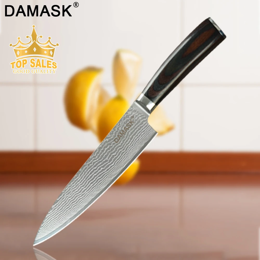 

Damask High Grade VG10 Damascus Steel Kitchen Knives G10 Handle Paring Utility Santoku Chopping Slicing Chef Kitchen Knives