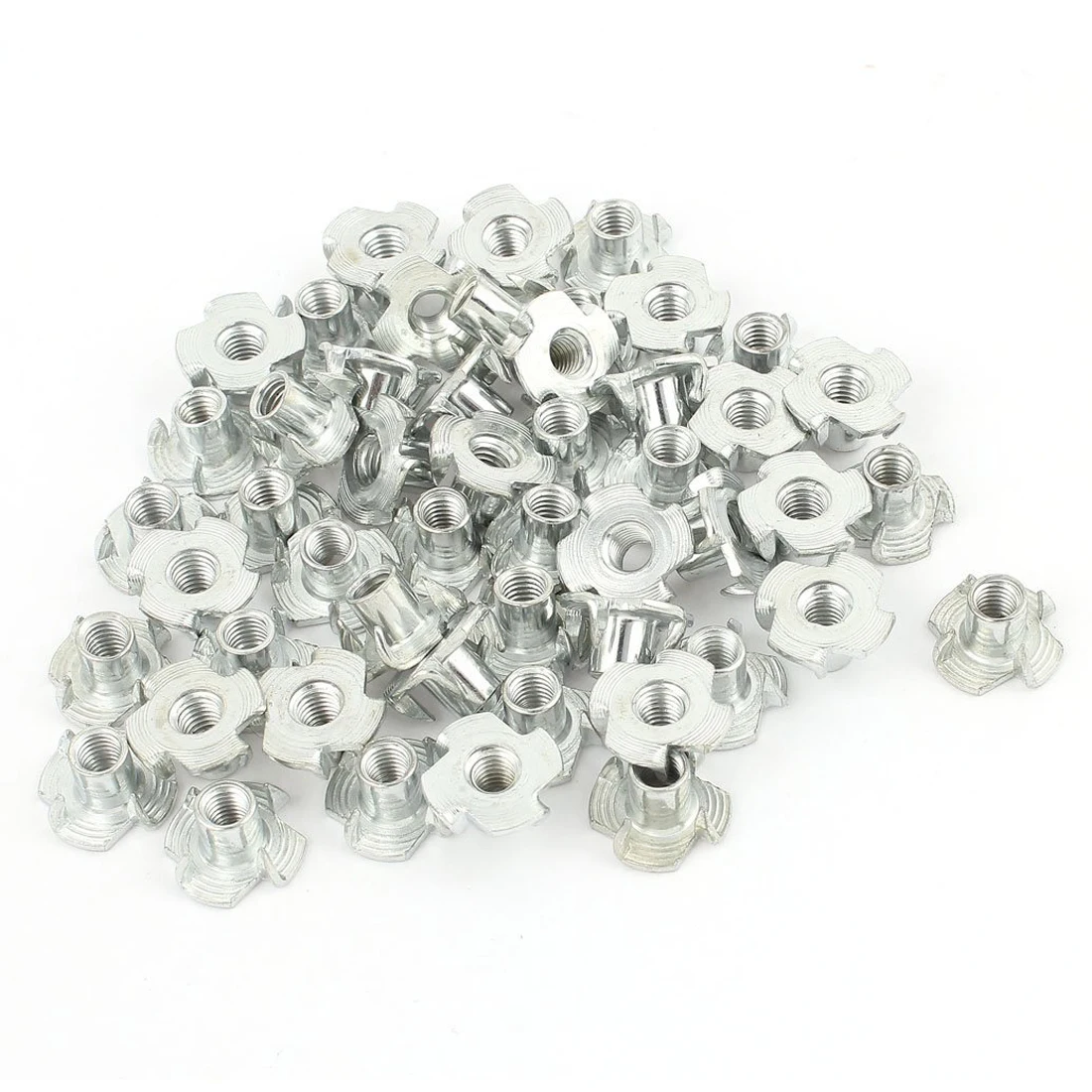 

50Pcs 4 Prongs Carbon Steel Zinc Plated T-Nut Tee Nut M5 x 8mm