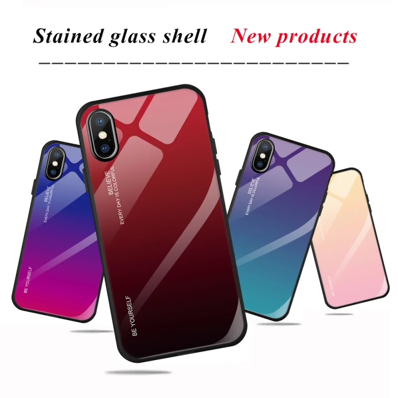 

NEW Tempered Glass Solid color Phone Case For iPhone 11 pro XS Max XR X 8 7 6s Plus Soft TPU Edge Case 8plus Glossy Cover Coque